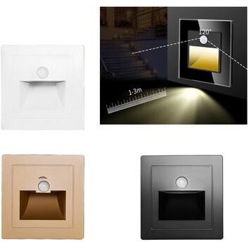 Friendly Fresh Finds Motion Sensor Stair Light LED Step Lamp Recessed Wall Light For Smart Staircase Lighting white