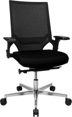 Topstar Bürostuhl T300, Synchronmechanik, mit Armlehnen, Netzrücken Lendenwirbelstütze, Muldensitz, schwarz/schwarz
