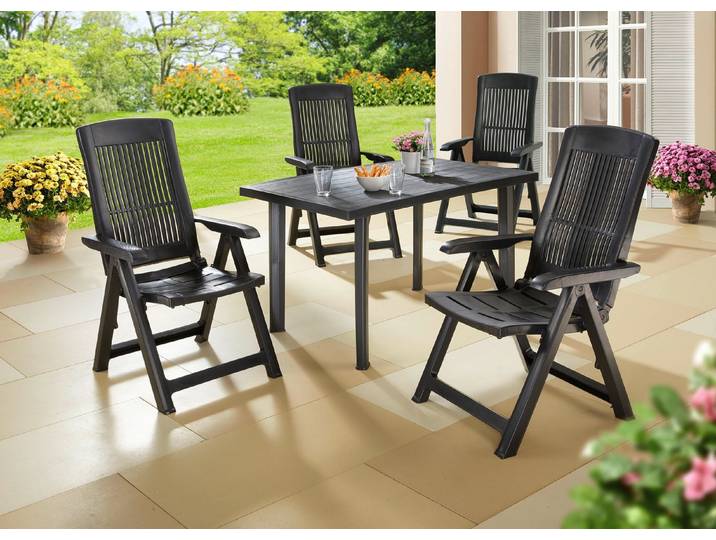 Pflegeleichte und wetterfeste Gartenmöbel, Anthrazit, Klappsessel Tampa