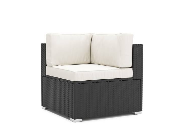 Eckteil Rattanlounge KRETA schwarz/weiss