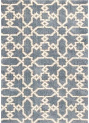 Domani Lucille Slate Blue Geometric Hand-woven Microfiber Area Rug