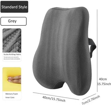 Handpicked Choices Orthopedic Memory Foam Seat Cushion Set With Coccyx Support Cushion And Lumbar Support Cushion back Cushion Grey