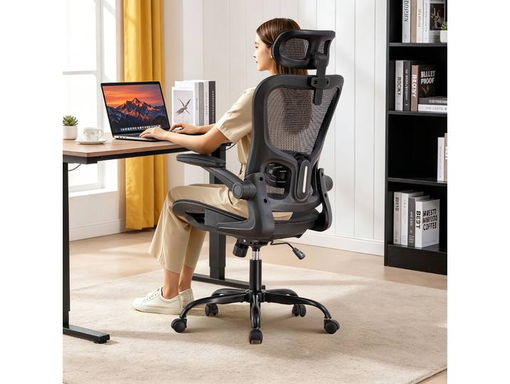 Chaise de bureau Gtplayer ergonomique, chaise de bureau avec appui-tête réglable, chaise de jeu avec fonction bascule, chaise de direction en maille