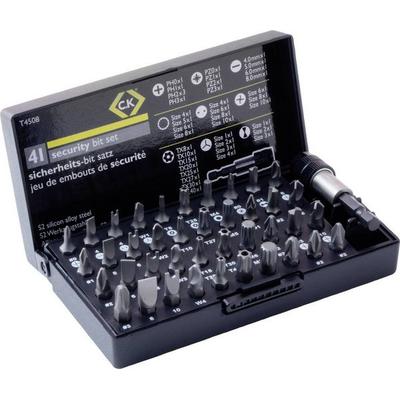 C.K T4508 Bit-Set 41teilig Schlitz, Kreuzschlitz Phillips, Kreuzschlitz Pozidriv, Sechsrund BO, Innen-Vielzahn (XZN), Spanner, TORQ, Tri-Wing