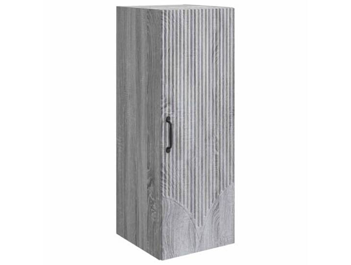 HKLGBVCR Wandschrank, 33 x 34,5 x 90 cm, Sonoma-Holz, Grau Wandschrank, geräumige Regale, 90° Drehtüren, schwarze Metallgriffe, Wandmontage, Wohnzimmer