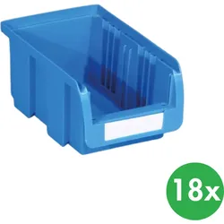 Sichtlagerkästen COMPACT, 102 x 100 x 60 mm, 18 Stk., blau