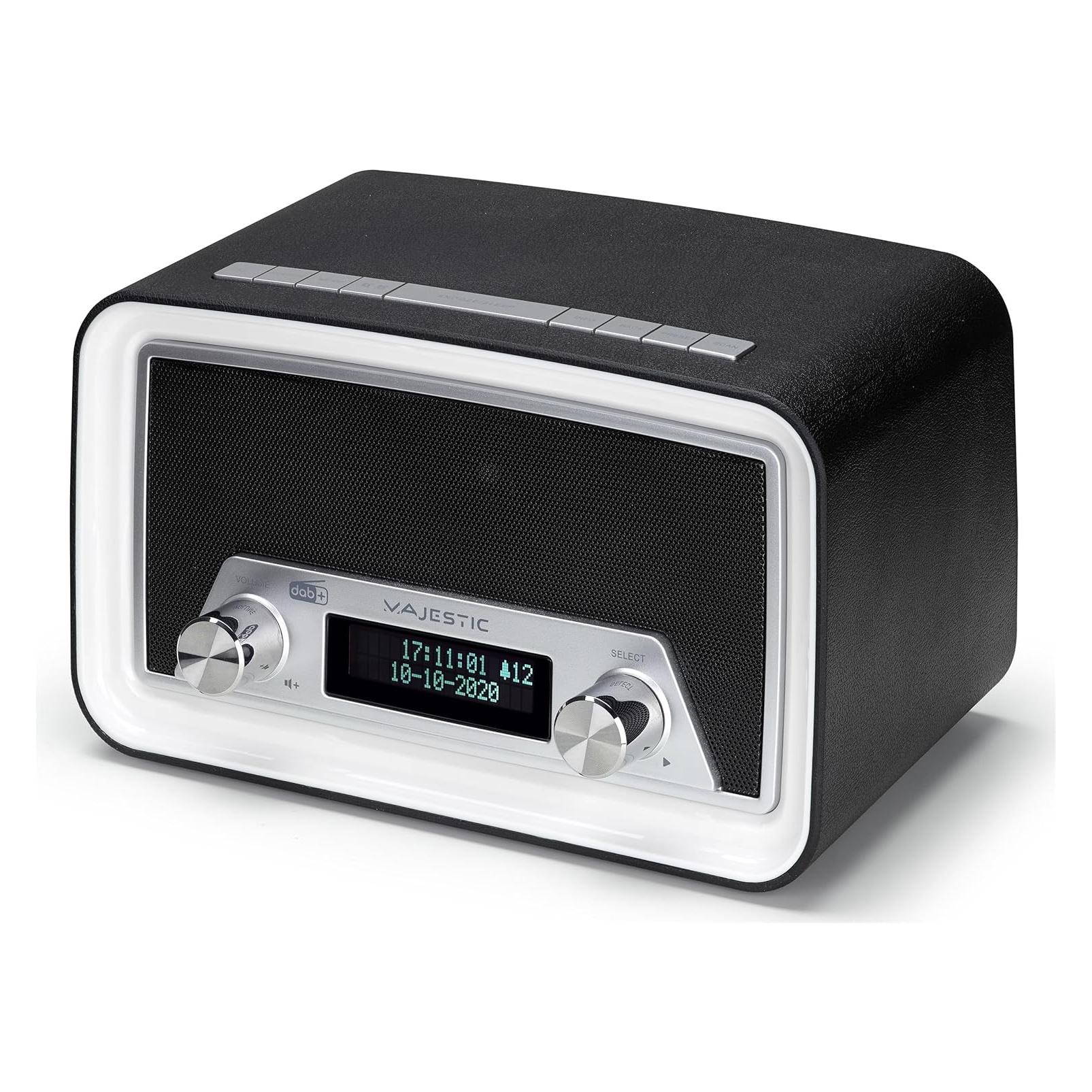 Majestic Neu DAB-842N Funk-Digitaluhr Schwarz, Weiss (DAB, DAB+, FM) (109842/BK)