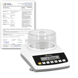 PCE Instruments PCE-BT 200-ICA Präzisionswaage kalibriert (ISO) Wägebereich (max.) 210 g Ablesbarkeit 0.001 g netzbetrieben, batteriebetrieben Weiß
