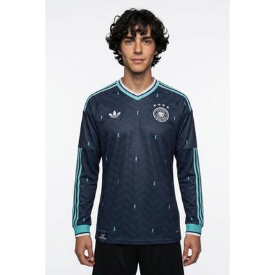 Fußballtrikot ADIDAS PERFORMANCE "DEUTSCHLAND 26 AUSWÄRTSTRIKOT, LANGÄRMELIG", Herren, Gr. XL, blau (collegiate navy), Obermaterial: 100% Polyester, V-Ausschnitt, Trikots Fußballtrikot, mit V-Ausschnitt, mit Climacool Technologie, schmal geschnitten