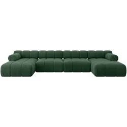WOHNLANDSCHAFT modulares Sofa Tesso-U2 - 380x160x70 cm Grün Cord