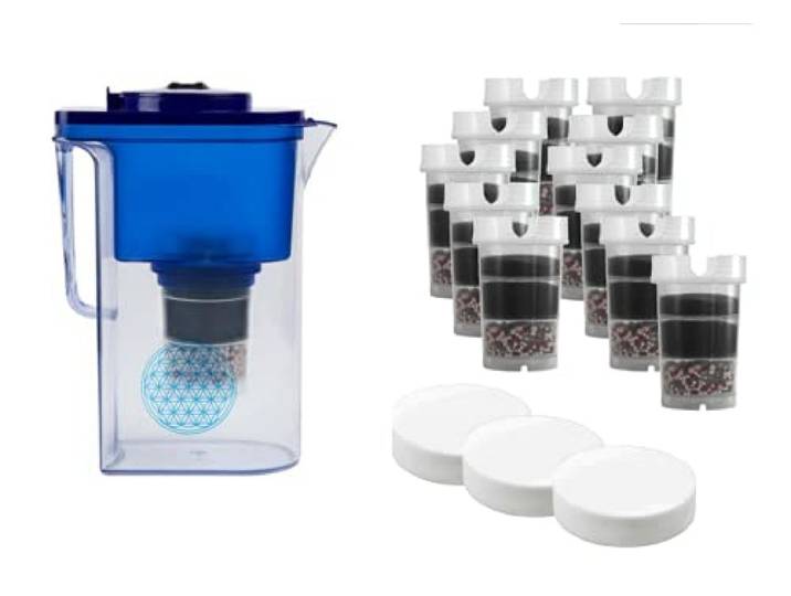 Wasserfilter AcalaQuell® Großes Einsteigerpaket für 2 Jahre - Wassetto blau – Aktivkohle Wasserfilter Höchste Filterleistung - mehrschichtig BPA u. BPB frei ReNaWa® - Technology