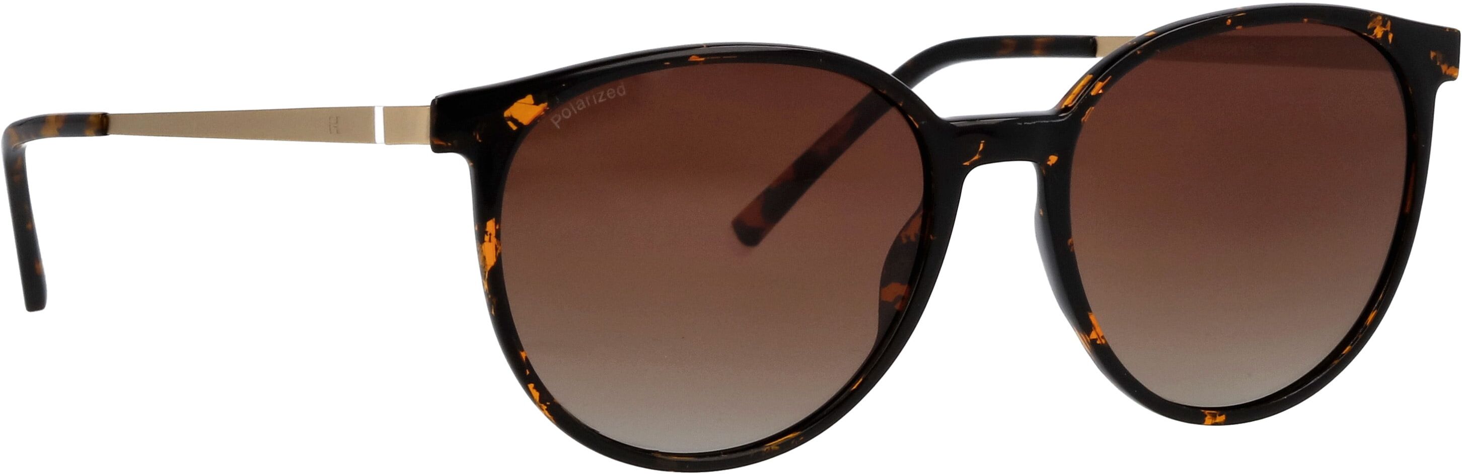 Sonnenbrille HUMPHREY´S EYEWEAR, Damen, braun (havanna), gemustert, leicht durchscheinend, Sonnenbrillen Sonnenbrille, Rund, Vollrand, Verlaufstönung, Schildpatt-Optik, goldfarbene Bügel