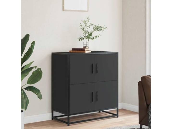 KTHLBRH Anrichte Eiche Schwarz 68 x 35 x 76 cm Spanplatte Metall Stabile Metallkonstruktion, viel Stauraum, praktische Griffe, vielseitige Verwendung im Haushalt