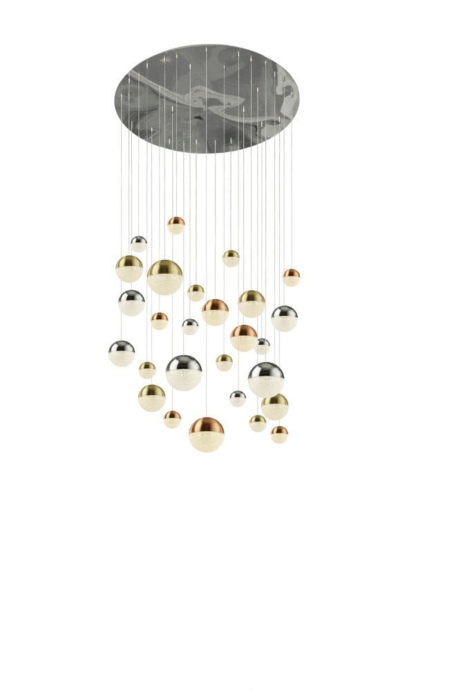 Searchlight Planets Grote hanglamp in goud/messing met glas, Diameter: 97 cm