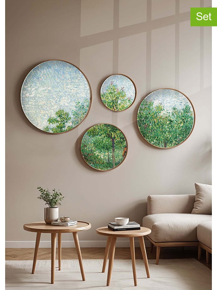 ABERTO DESIGN 4er-Set: Gerahmte Holzkunstdrucke - onesize