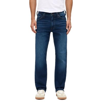 Straight-Jeans MUSTANG "Herren Style Tramper Straight", Herren, Gr. 34, Länge 34, blau (843 dunkelblau), Denim/Jeans, 99% Baumwolle, 1% Elasthan, unifarben, straight fit, Jeans Straight-Jeans