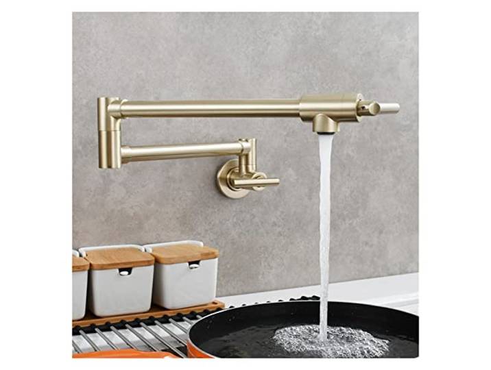 Drehhahn, Klappbarer Wasserhahn mit zwei Schaltern aus Messing, fortschrittlicher rotierender Küchenarmatur, an der Wand montierter Kaltwasserhahn(2)
