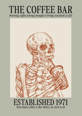 Inspire Picks Minimalist Coffee Wall Art Canvas Skeleton Coffee Bar Decor For Modern Kitchens 1 30x42cm Unframed