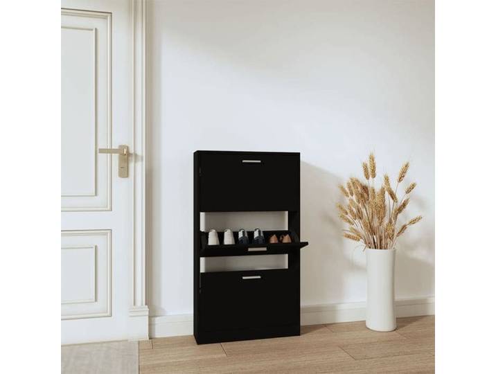 SALE 2026  Meuble à chaussures Noir - Armoire à chaussures Noir 59x17x108cm - bois d'ingénierie PRO983138493