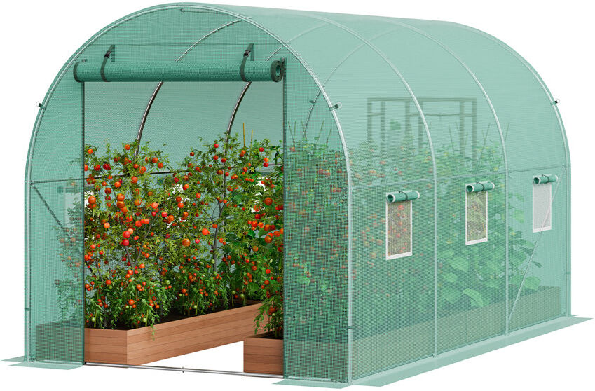 VEVOR Walk-in Tunnel Greenhouse Galvanized Frame PE Cover Green 15.7cm H x 16.3cm L x 24.4cm D