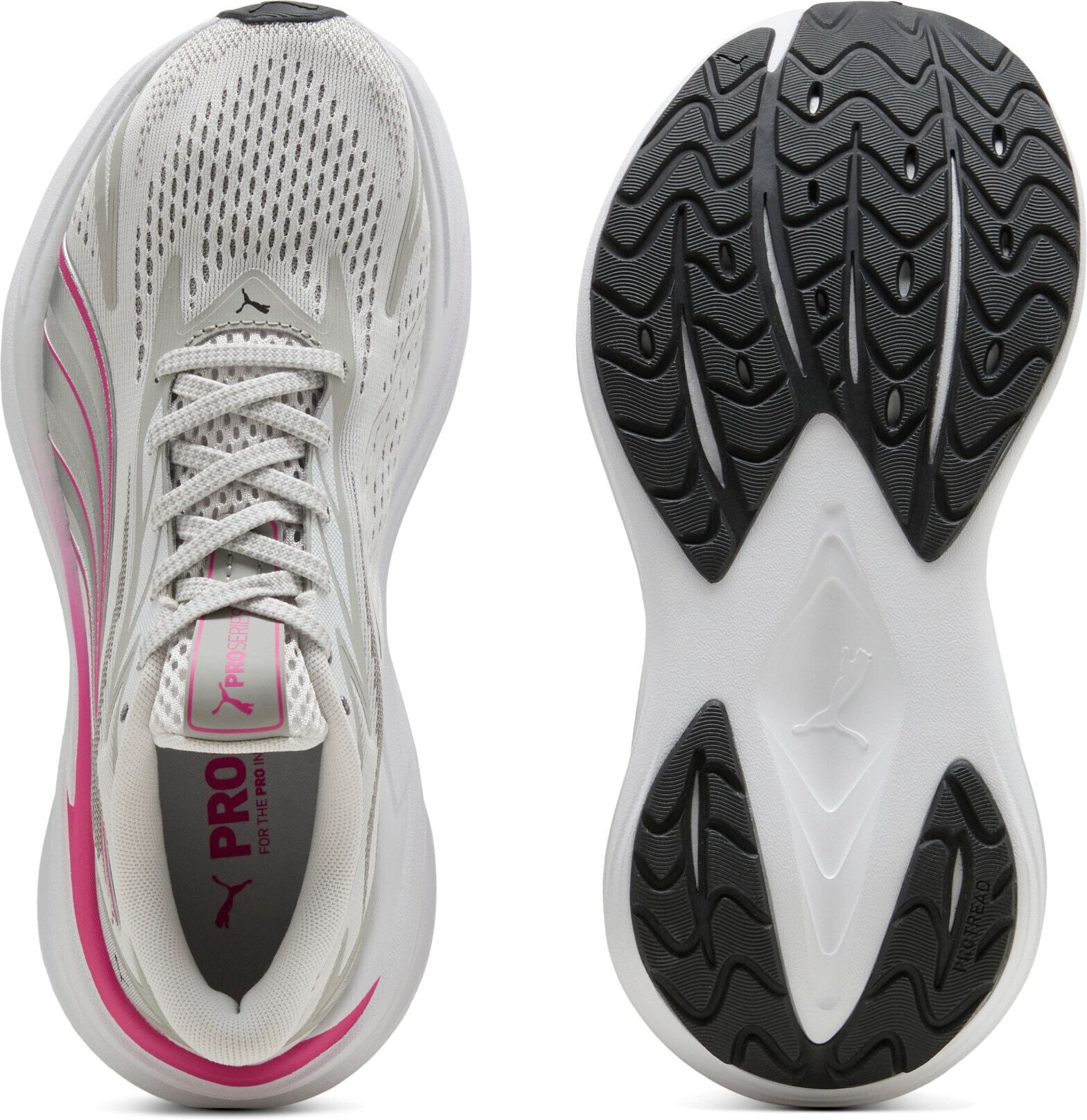 Laufschuh PUMA "MAXIMA PRO", Gr. 38, Textil, pink (feather gray, gray echo, pink opal, puma weiß), Schuhe Laufschuh, für lange Strecken, mit ProFoam-Zwischensohle, mit Schnürung