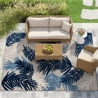 World Rug Gallery Tropical Floral Modern Indoor/Outdoor Area Rug