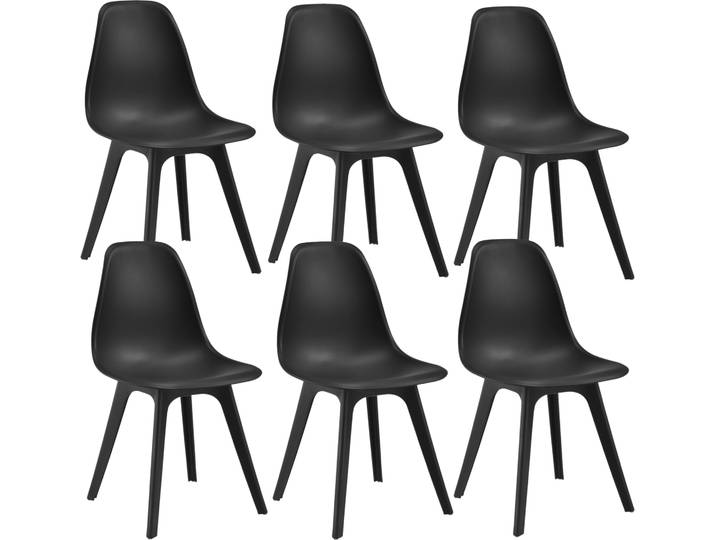 [en.casa] 6x Design Stuhl 83 x 54 x 48cm Schwarz Esszimmer Stuhl Stühle Kunststoff im Skandinavischem Stil mit Bodenschoner