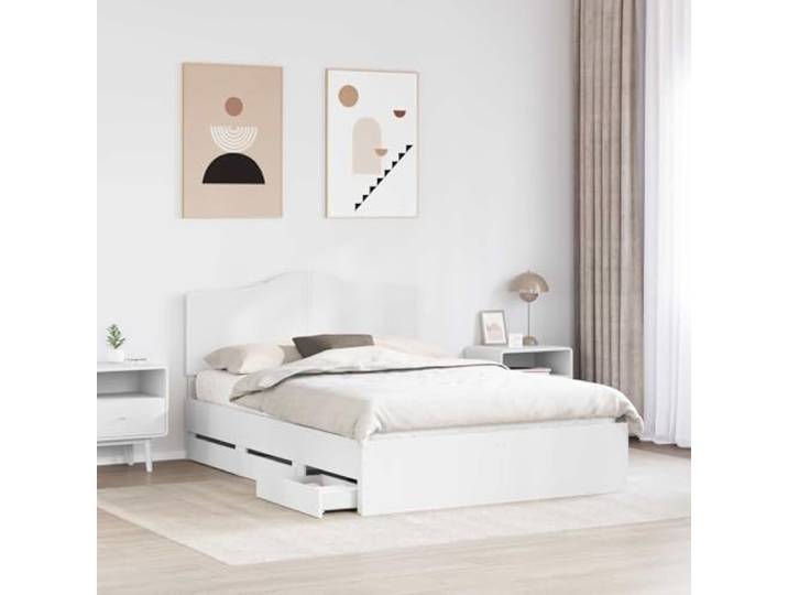 KTHLBRH Bettgestell weiß 160 x 200 cm aus technischem Holz Modernes Design, klare Linien, Doppelzimmer, einfach zu montieren