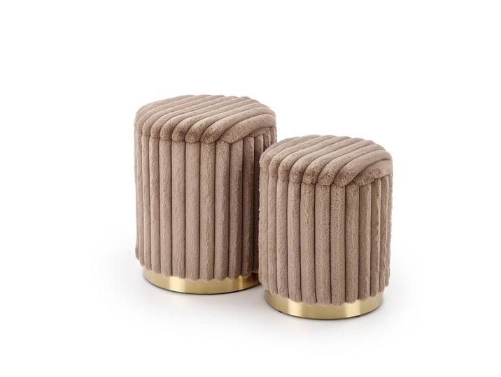 Lookway Hocker AUREA Gepolsterter Pouf-Set mit Stauraum – Aufklappbarer Sitzhocker (2er Set), Durchmesser: ⌀ 36 cm & ⌀ 31 cm