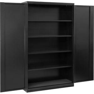 Güde Werkzeugschrank Typ C Black Line, aus Metall, schwarz, mit 4 Fachböden, abschließbar, 110 x 193 x 38 cm