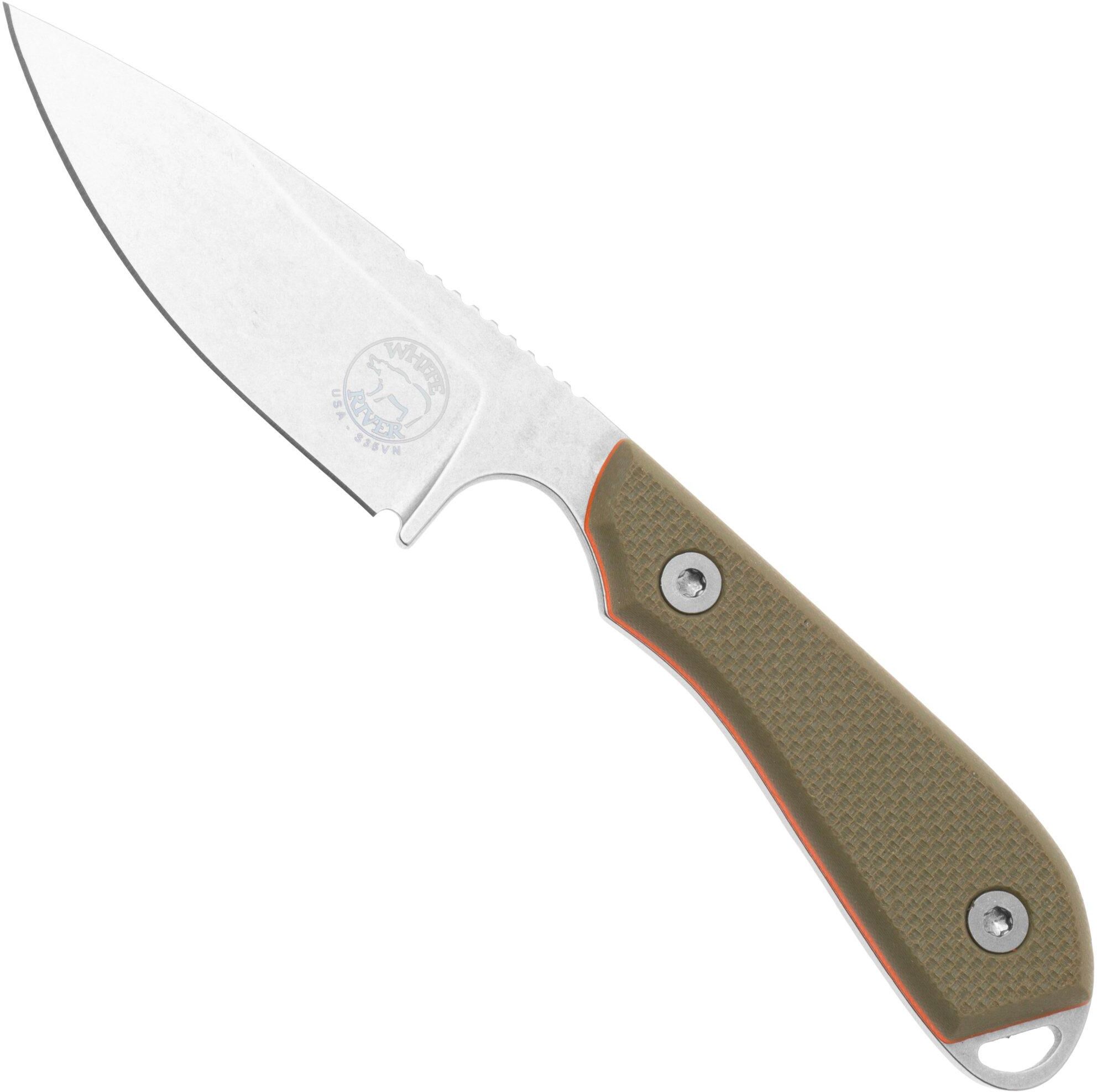 White River Knives White River M1 Backpacker Pro WRM1-TGO Green/Orange G10, Fodero in kydex, coltello da collo