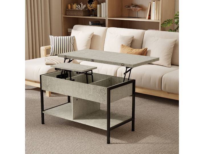 HOMCOM Table Basse Relevable Extensible 98x49x55cm Gris