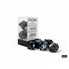 Chessex Würfel - Brush Dark Side/blue (7-Würfelset) 302979