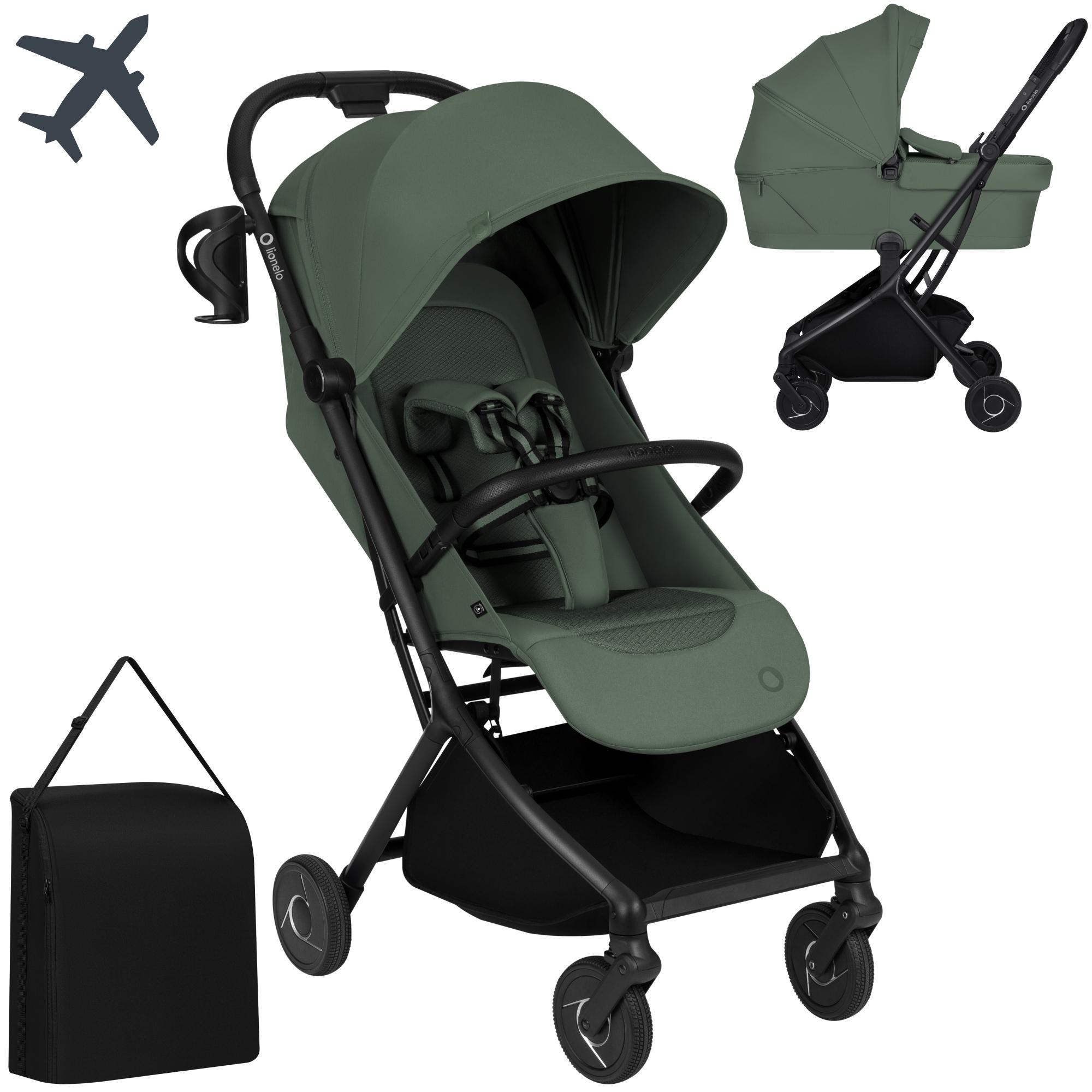 Lionelo Sia Flex 2in1 Kinderwagen mit Babywanne & Sportwagen, Kabinenkinderwagen, leicht, kompakt, bis 22 kg - Grün