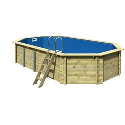 Karibu Pool Modell 5 Classic 700 x 400 cm - kesseldruckimprägniert Modell A inkl. Sandfilteranlage & Skimmer inkl. gratis Pool-Pflegeset (Gesamtwert 69 €)