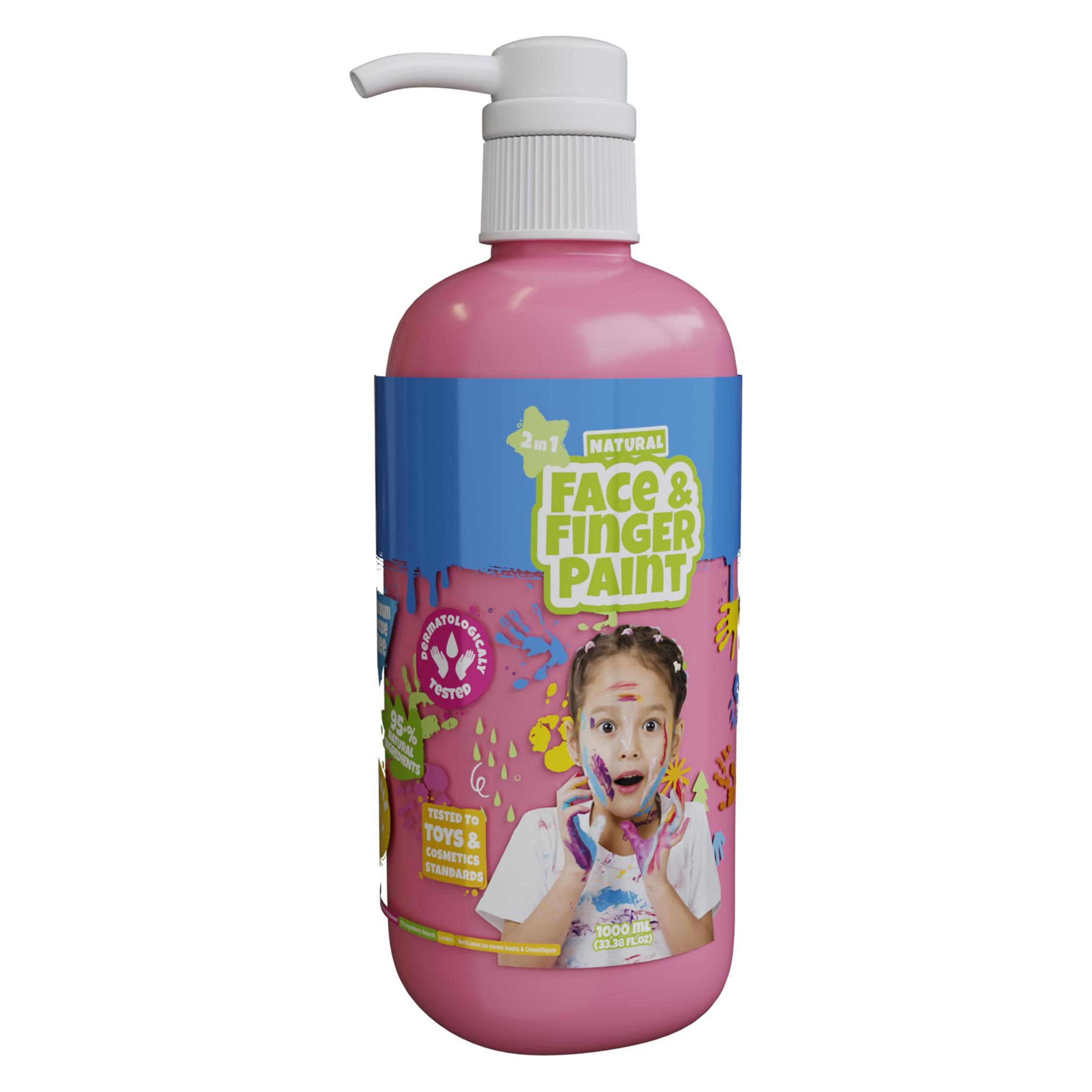 Boti Natürliche Gesichts- und Fingerfarbenflasche mit Pumpe - Rosa, 1 l (1000 ml) (39368)