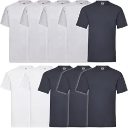 10er Pack Fruit of the Loom Valueweight T-Shirt, 4grau/4deepnavy/2weiß, 2XL