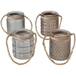 Boltze Windlicht Trax 4er Set, H9/Ø8 cm, beige