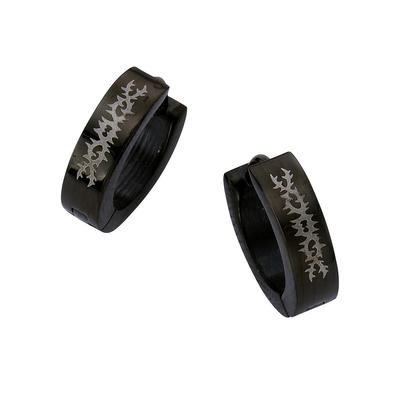 Paar Creolen FIRETTI "Schmuck Geschenk schwarz, Ø ca. 13 mm", silber (schwarz, silberfarben), Ohrringe, Herren, 13mm, Edelstahl