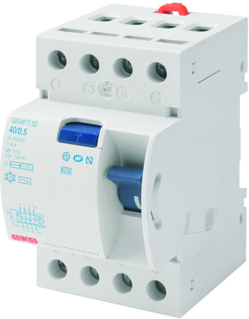 Gewiss Disjoncteur différentiel 4 pôles, 40A, 30mA GW94897 (GW94897)