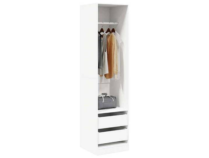 Garde-robe - NGM - Armoire penderie - grande espace - avec tiroirs Blanc 50x50x200 cm Bois d'ingénierie LH9798941