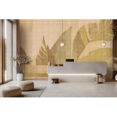 Fototapete LIVING WALLS "Walls by Patel 5 Fototapete Grafische Blätter", beige (grün), B:4m H:0m L:2,7m, Vlies, Tapeten, Grafische Blätter auf 200 g/m² Premium-Vlies