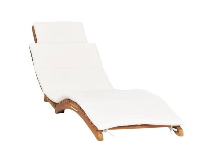 Chaise longue pliable - SONEW - Bois de teck - Blanc - Résistant aux intempéries