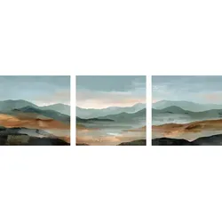 EUROART Glasbild 30 x 90 cm Abstract Landscape I 3tlg. Glas Blau