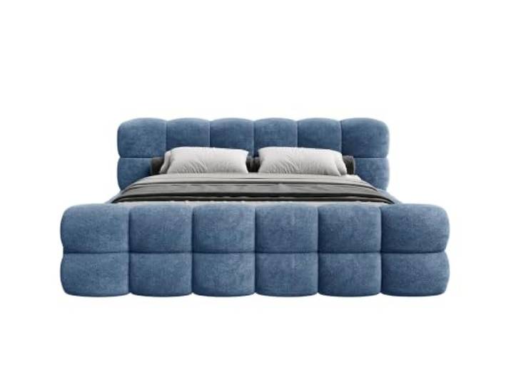 Chilly. Möbel Design Bett Weston - Extravagantes Polsterbett mit Bettkasten, stabilem Metallrahmen und Kopfteil - 140x200 cm - Coral Dunkelblau