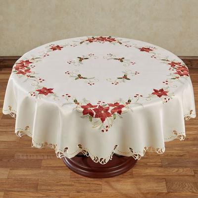 Touch of Class "Poinsettia Palace Round Tablecloth Champagne 70"" Diameter, 70"" Diameter, Champagne"