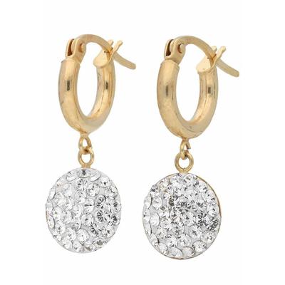 Paar Creolen FIRETTI "Schmuck Geschenk Gold 375 Ohrschmuck Creole", gelb (gelbgold, 375, weiß), Ohrringe, Damen, Gelbgold 375, mit Kristallstein