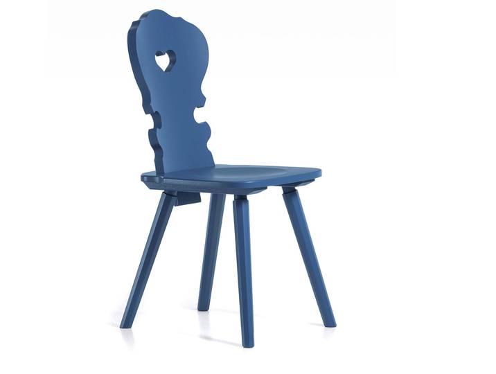 VALERIO Stuhl, Material Massivholz, Fichte lackiert, blau