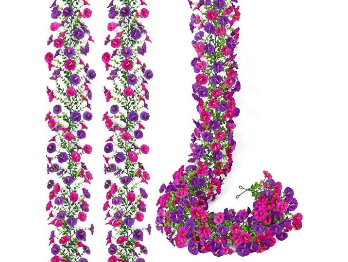Blumengirlande 2-teiliges Set 1.8M Lila Fuchsie, Mehrfarbig, Kunststoff, 180 cm, Dekoration, Blumen & Blumentöpfe, Kunstblumen