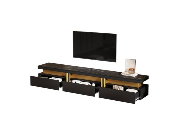 Odikalo TV-Schrank TV-Möbel Marmor-Optik TV-Kommode 200x40x42cm–Für Fernseher bis 90 Zoll